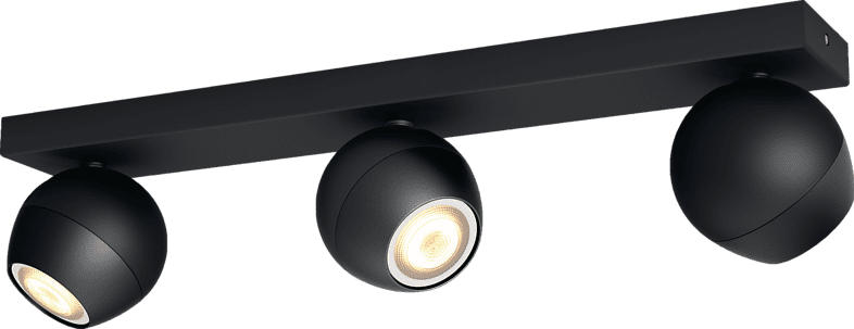 PHILIPS Hue White Amb. Buckram 3 flg. Deckenspot, Schwarz