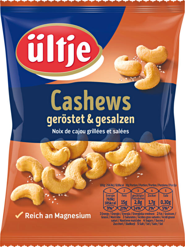 Noix de cajou Ültje, grillées et salées, 150 g
