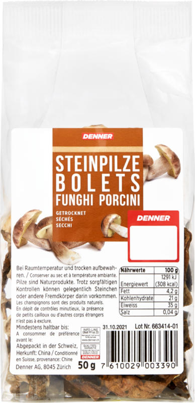 Bolets Denner, séchés, 50 g