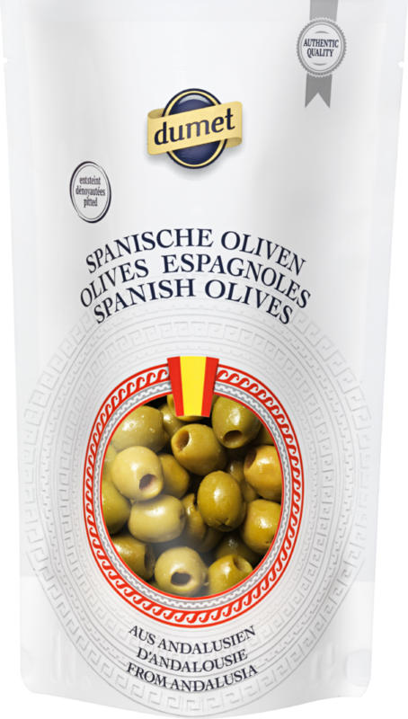 Olives espagnoles vertes Dumet, dénoyautées, 450 g