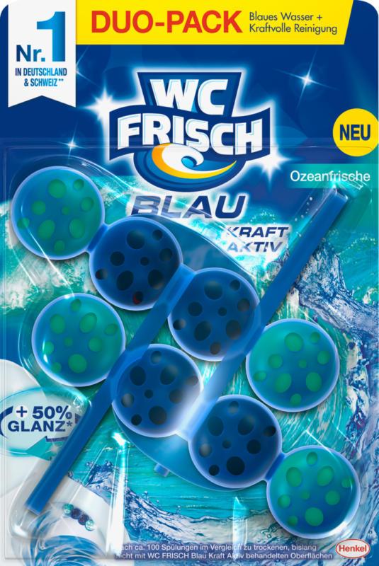 Palline profumate WC Frisch Blau Kraft-Aktiv, Freschezza oceanica, 2 x 50 g