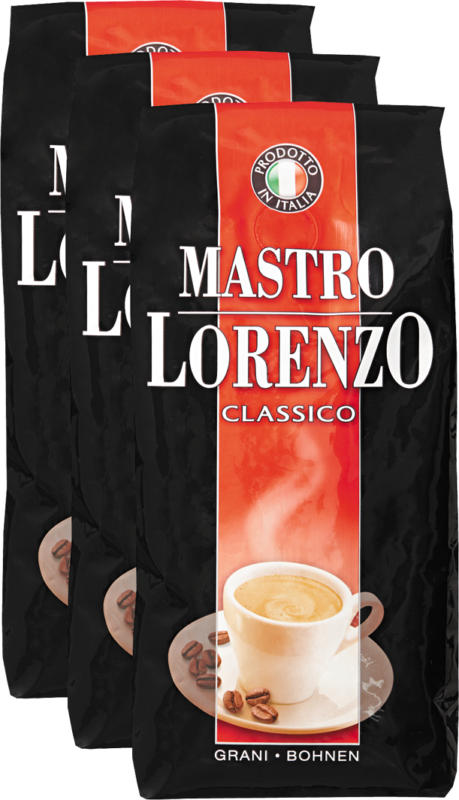 Café Mastro Lorenzo, Classico, en grains, 3 x 500 g