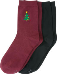 2 Paar Damen Socken mit Tannenbaum-Motiv