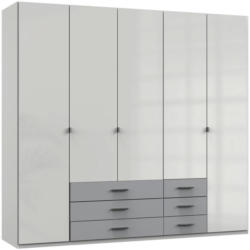Drehtürenschrank Sumatra B: 225 cm Grau/Weiss