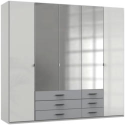Drehtürenschrank Sumatra B:225cm Hellgrau/Weiss