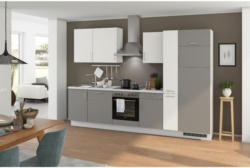 Einbauküche Küchenblock Möbelix Turin 310 cm Arktisgrau/Weiß