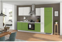 Einbauküche Küchenblock Möbelix Turin 310 cm Kiwi/Weiß
