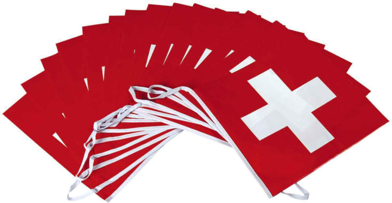 Guirlande de drapeaux suisses, 5 m -