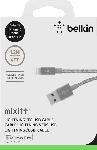 MediaMarkt BELKIN Lightning-Kabel METALLIC, 1.2m, Metallstecker, Premium MIXit, Lightning-/USB-Kabel, 1.2 m, Grau
