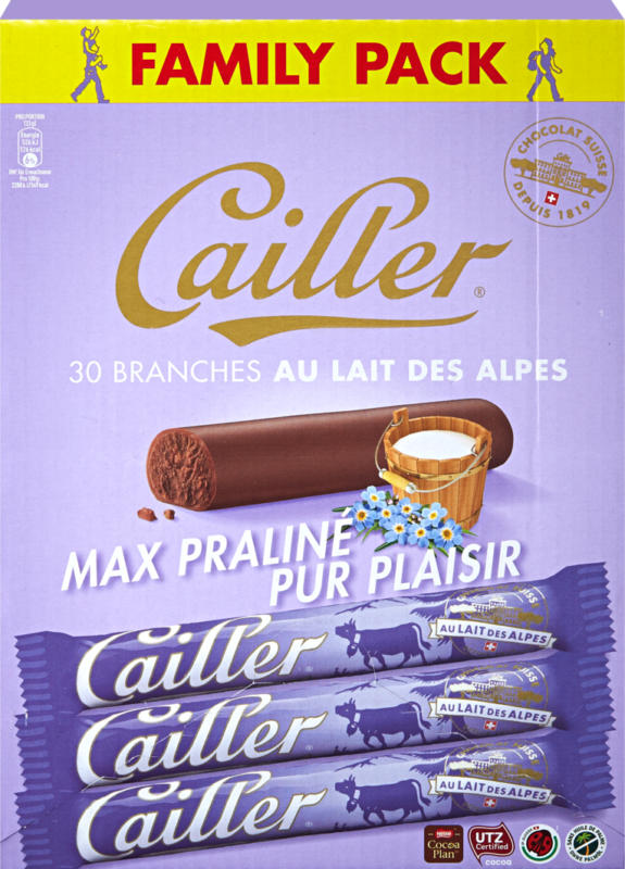 Branches Cailler, Lait des Alpes, 30 x 23 g