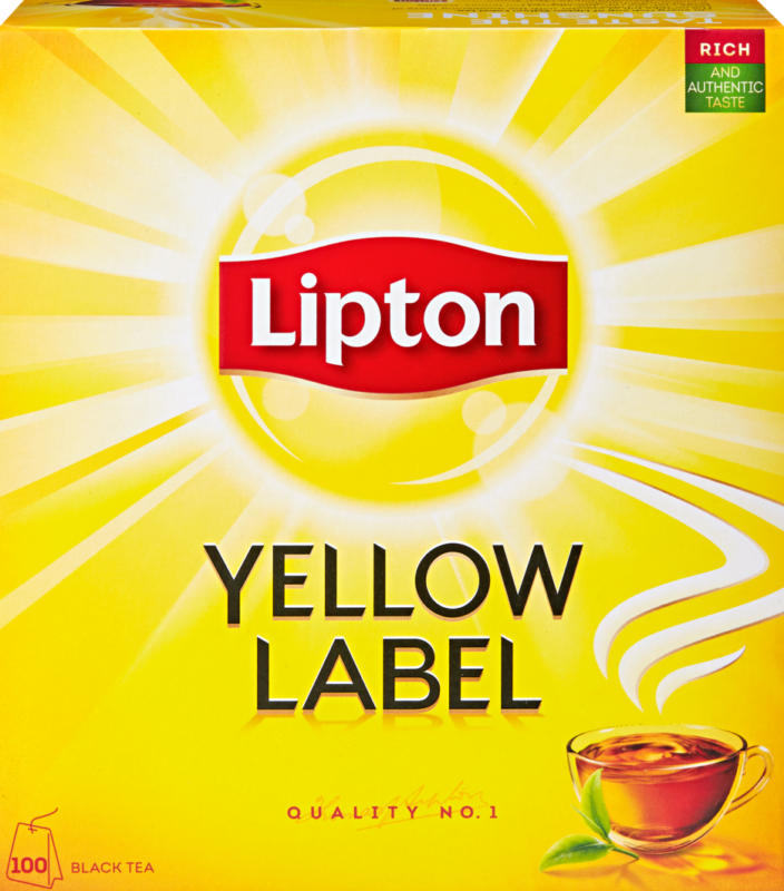 Thé noir Yellow Label Lipton, 100 sachets