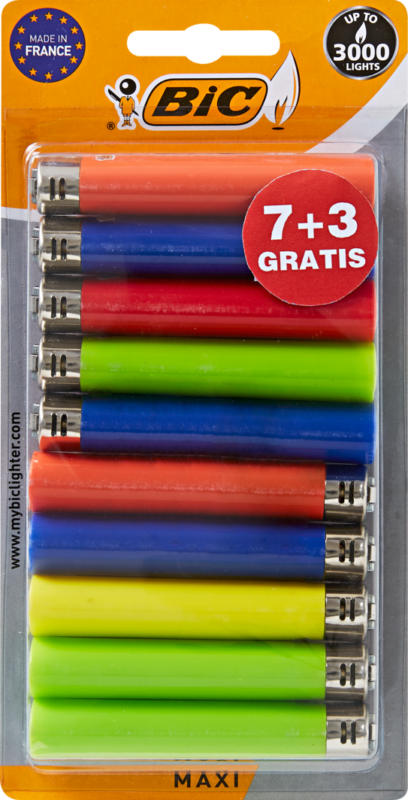 Accendino Maxi BIC, 7 + 3 pezzi gratis