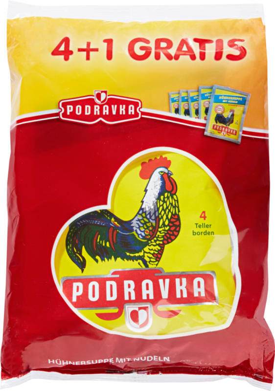 Soupe de poulet Podravka, aux vermicelles, 5 x 62 g