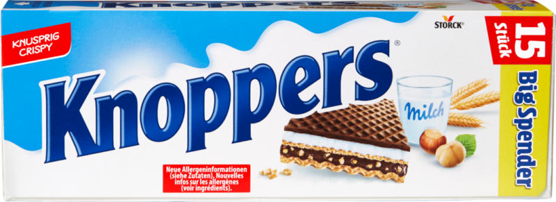 Wafer Latte-Nocciole Knoppers Storck, 15 x 25 g