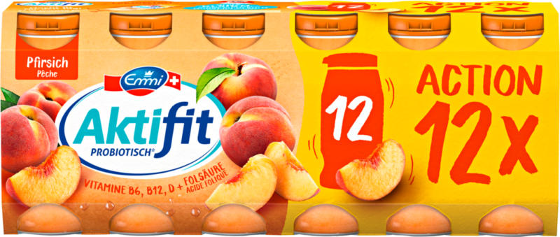 Emmi Aktifit Joghurtdrink, probiotisch, Pfirsich, 12 x 65 ml