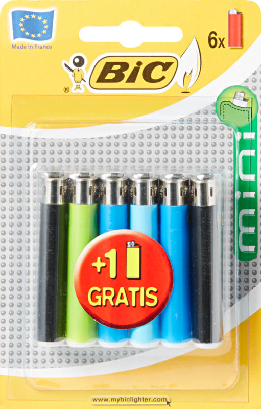 Accendino Mini BIC, 5 pezzi + 1 gratis