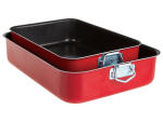 Set 2 Ofenformen 25x15cm Aluminium rot, schwarz