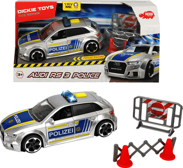 DICKIE TOYS Audi RS3 Polizei Spielzeugauto, Silber