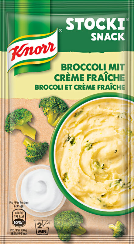 Stocki Snack Knorr, Broccoli e crème fraîche, 45 g
