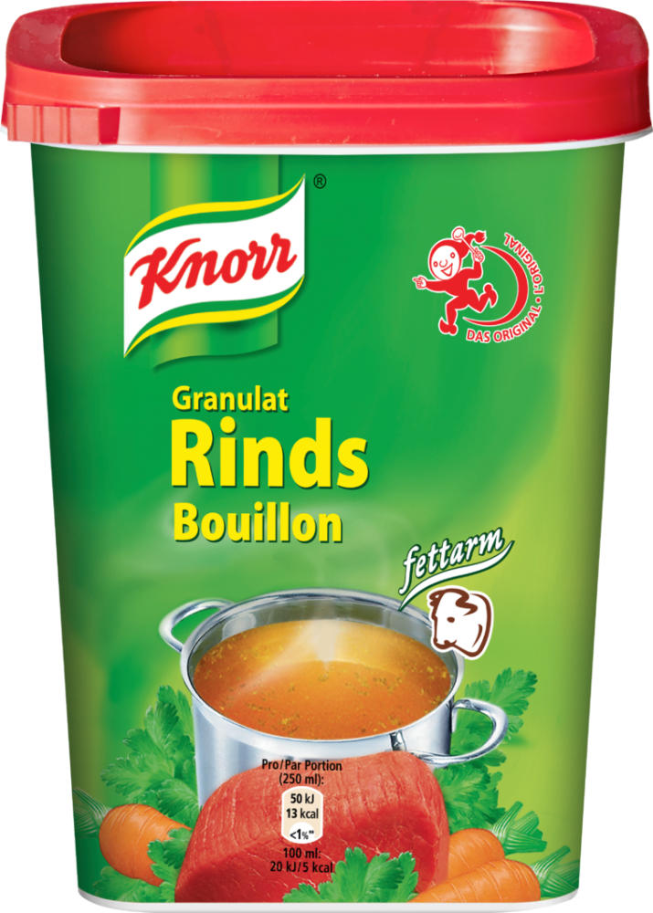 Bouillon de bœuf Knorr, en granulés, allégé, 240 g à seulement 6.95 CHF au lieu de 9.50 CHF