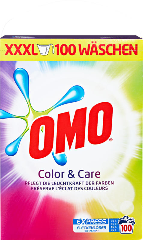 Omo Waschpulver Color & Care, 100 Waschgänge, 6,5 kg