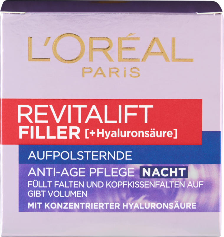 L’Oréal Revitalift Filler Anti-Age-Pflege Gesichtscrème Nacht, 50 ml