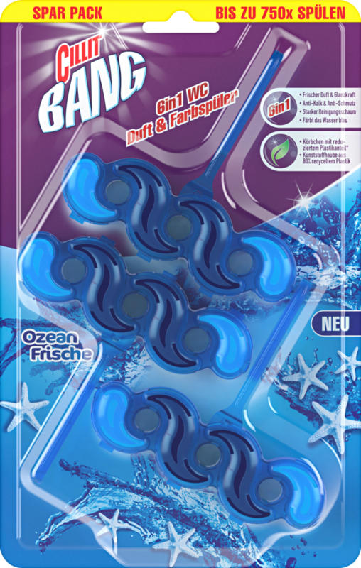 Blocco WC Freschezza oceano Cillit Bang, 3 x 35 g