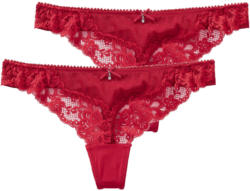 2 Damen Strings mit floraler Spitze