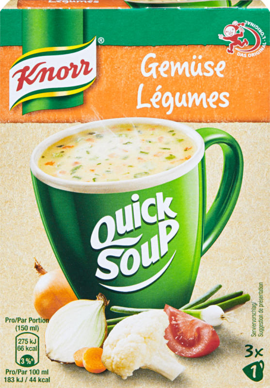 Quick Soup velouté de légumes Knorr, 3 portions, 44 g