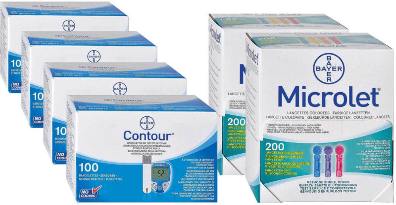 Bayer Contour, 4x100 Sensoren + 2x200 Microlet Lanzetten -