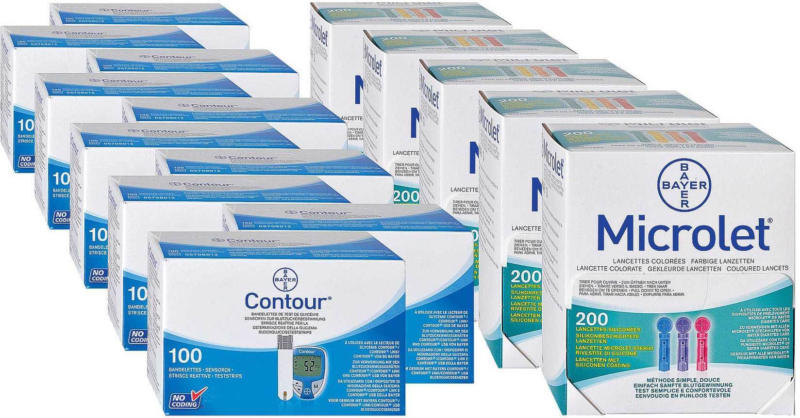 Bayer Contour, 10x100 bandelettes + 5x200 microlet lancettes -