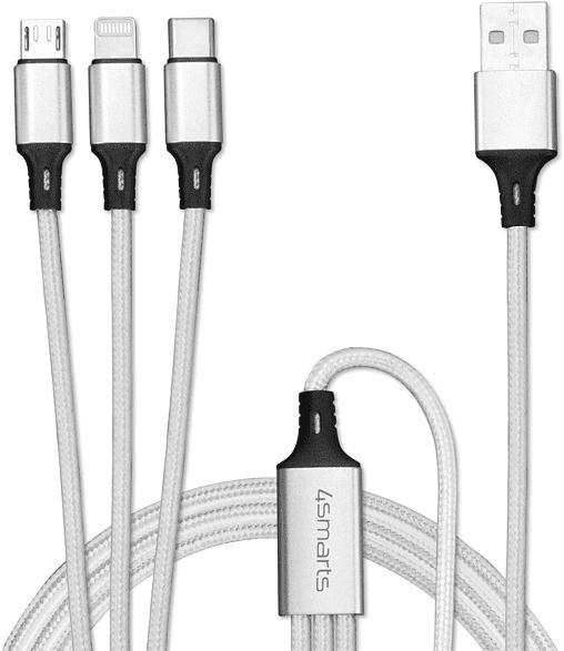 3in1 Kabel ForkCord 1 m Textil, Weiß