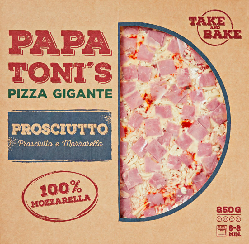 Pizza géante Prosciutto e Mozzarella Papa Toni's, 850 g