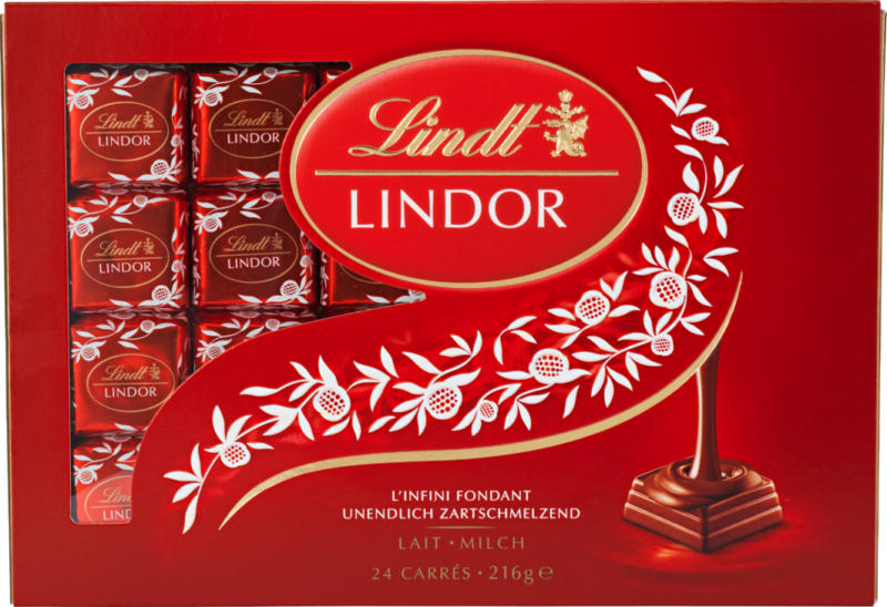 Les Carrés Lindor Latte Lindt, 216 g