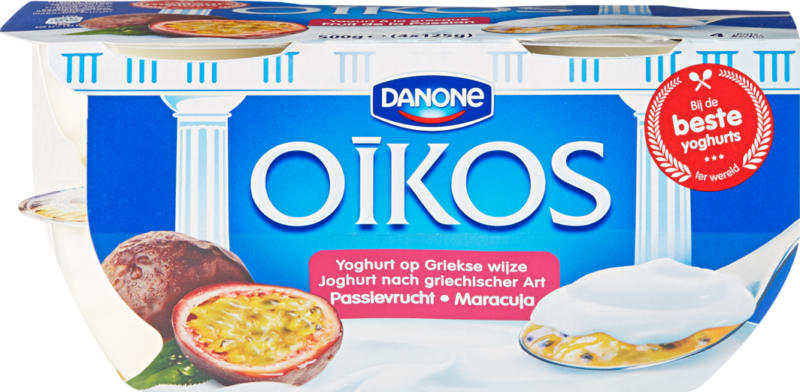Danone Oikos Joghurt , nach griechischer Art, Passionsfrucht, 4 x 125 g