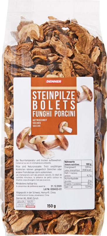 Funghi porcini Denner, secchi, 150 g