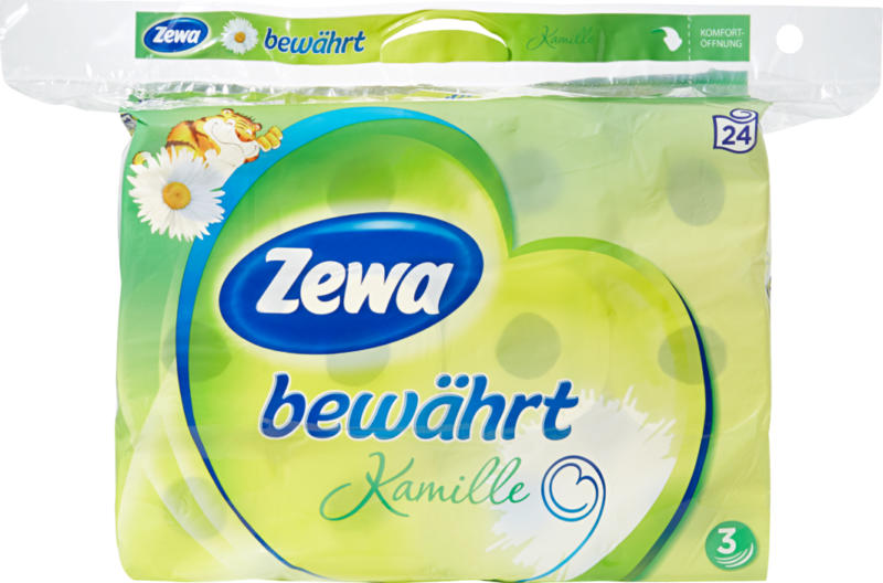 Papier hygiénique Camomille Zewa bewährt, 3 couches, 24 x 150 feuilles