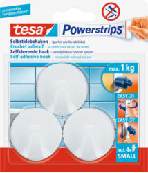Powerstrips Haken, Small, rund, weiß, 3 Stück