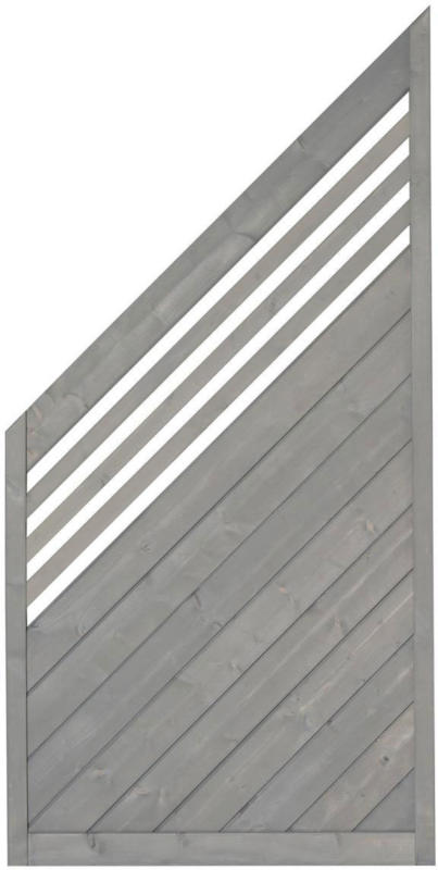 Zaunserie „Malmö“, Abschluss links, 90x180/90 cm, Fichte, basaltgrau lasiert