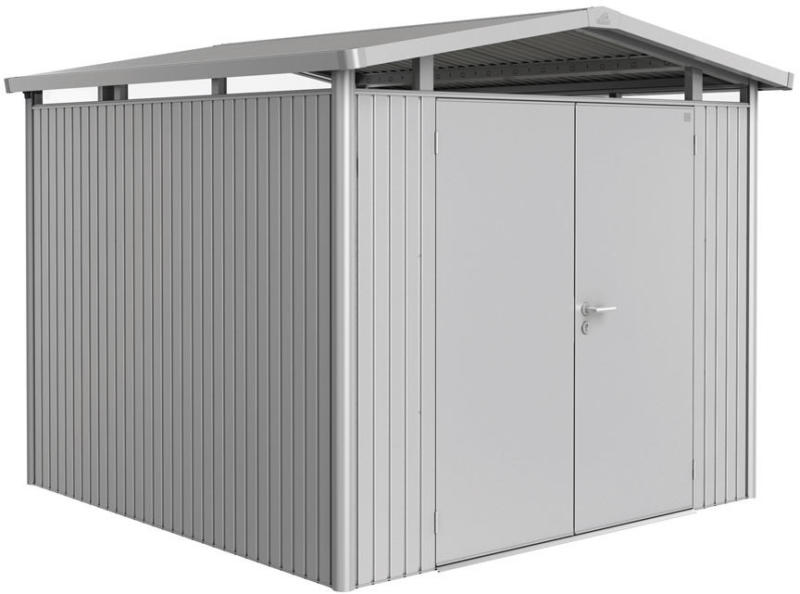 Gerätehaus „Panorama“, Gr. P4, silber-metallic, mit Doppeltür 273x278x227 cm | silber | Doppeltür