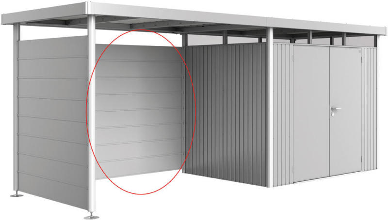 Rückwand für Seitendach zu Gerätehaus „HighLine“, H2-H5, silber-metallic