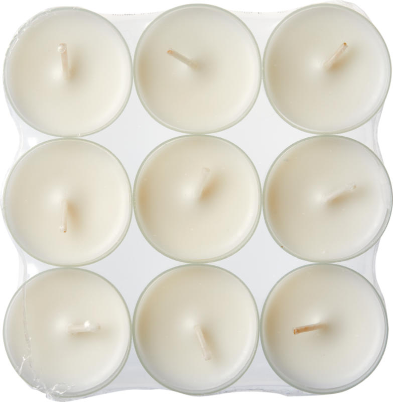 Candele scaldavivande profumo natalizio, Sogno vanigliato, color crema, 9 pezzi