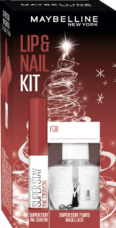 Maybelline New York Geschenkset Lippenstift Super Stay Ink Crayon 20 + Nagellack Superstay 7 Days 25 - mit Preisvorteil