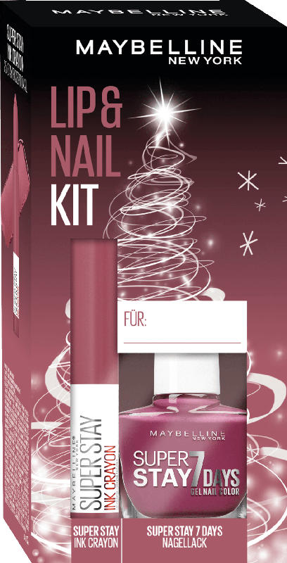 Maybelline New York Geschenkset Lippenstift Super Stay Ink Crayon 25 + Nagellack Superstay 7 Days 255 - mit Preisvorteil