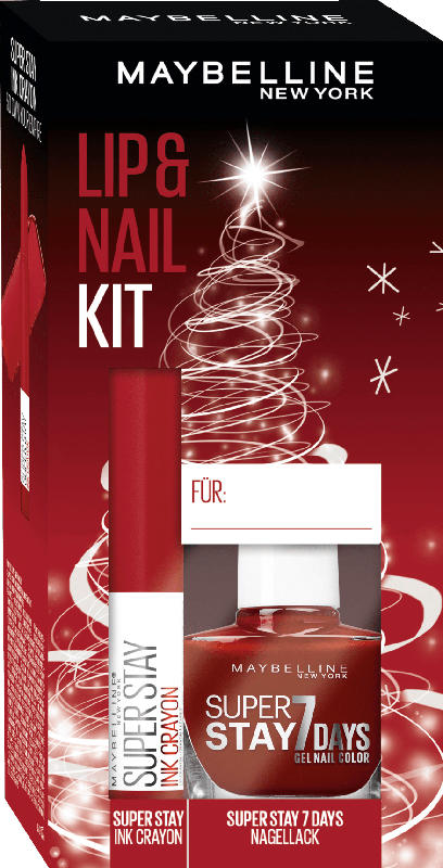Maybelline New York Geschenkset Lippenstift Super Stay Ink Crayon 50 + Nagellack Superstay 7 Days 501 - mit Preisvorteil
