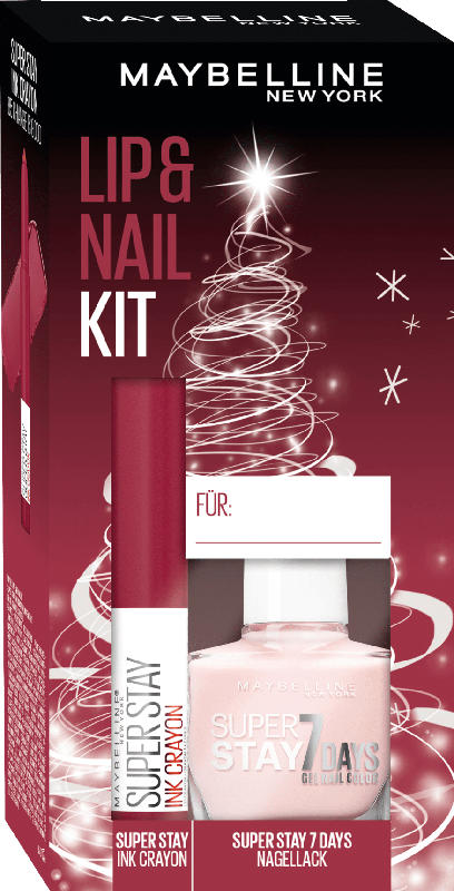 Maybelline New York Geschenkset Lippenstift Super Stay Ink Crayon 85 + Nagellack Superstay 7 Days 286 - mit Preisvorteil