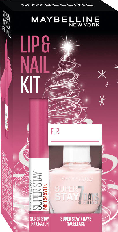 Maybelline New York Geschenkset Lippenstift Super Stay Ink Crayon 30 + Nagellack Superstay 7 Days 286 - mit Preisvorteil