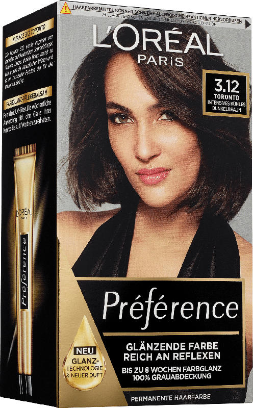 L'Oréal Paris Préférence Haarfarbe Intensives Kühles Dunkelbraun, 3.12 Toronto