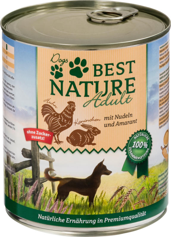Dogs Best Nature Nassfutter für Hunde, Adult, Kaninchen + Huhn