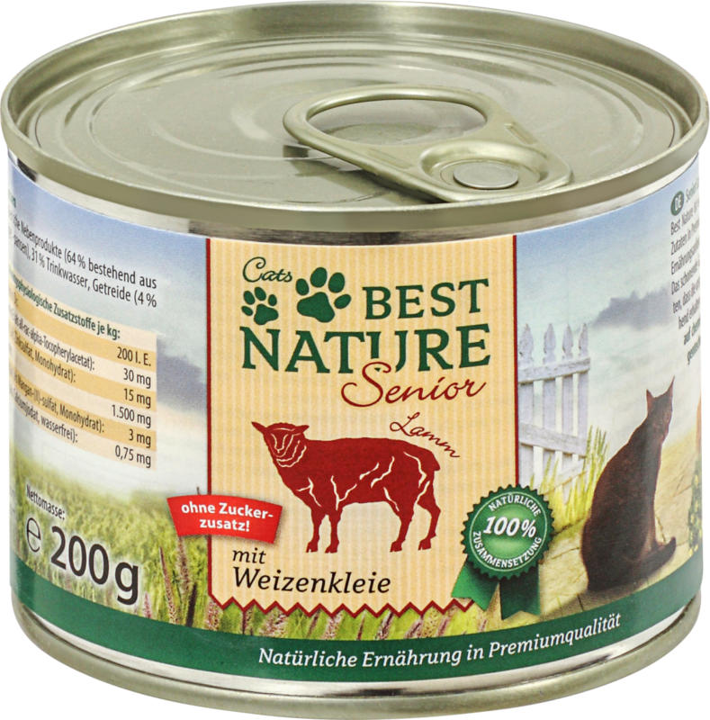 Cats Best Nature Nassfutter für Katzen, Senior, Lamm und Weizenkleie